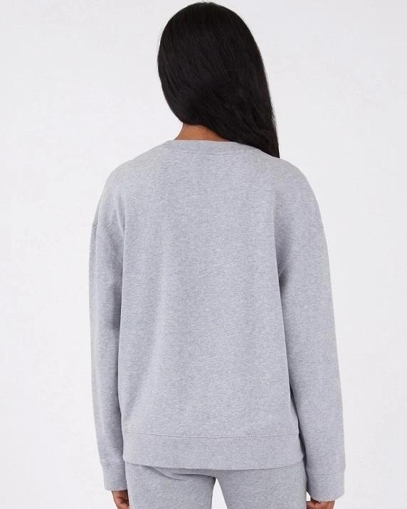 Women's Sunspel Loopback Crew Neck Sweatshirt (Grey Melange) 5 Women's Sunspel Loopback Crew Neck Sweatshirt (Grey Melange) - Image 3