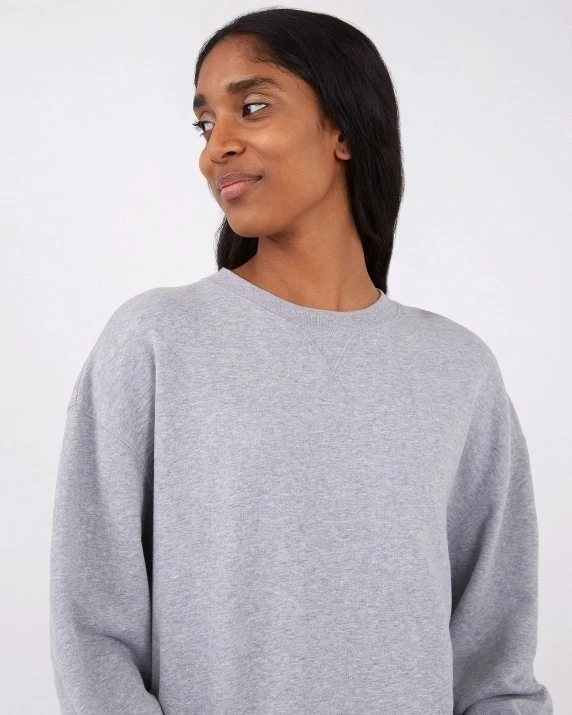 Women's Sunspel Loopback Crew Neck Sweatshirt (Grey Melange) 6 Women's Sunspel Loopback Crew Neck Sweatshirt (Grey Melange) - Image 4