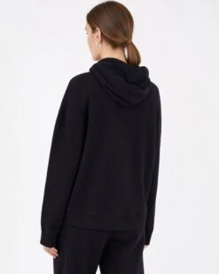 Women's Sunspel Loopback Pullover Hooded Sweatshirt (Black) -Streetwear Store women s sunspel loopback pullover hooded sweatshirt black wswe1533 bkaa 2