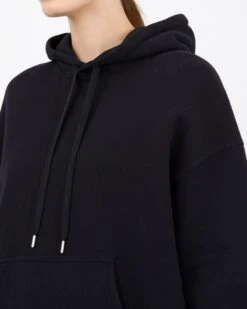 Women's Sunspel Loopback Pullover Hooded Sweatshirt (Black) -Streetwear Store women s sunspel loopback pullover hooded sweatshirt black wswe1533 bkaa 4