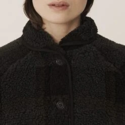 Women's YMC Beach Plaid Fleece Jacket (Black Multi) -Streetwear Store women s ymc beach plaid fleece jacket black multi q7tak01 0002 2